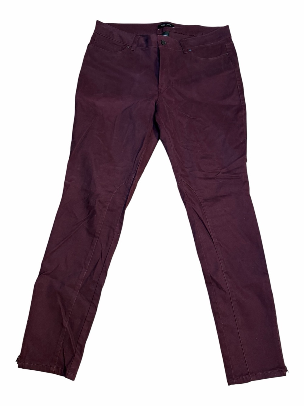White House Black Market Purple Cotton Canvas Skinny Pants Button Zip Size 12